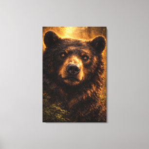 Golden Timber Bear Wildlife Art Stretched Canvas Print