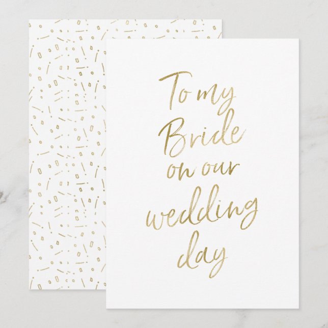Golden "To my bride on our wedding day" Invitation (Front/Back)