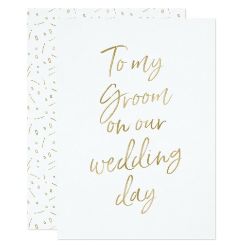 Image of Golden "To my groom on our wedding day" Invitation