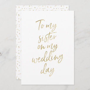 Golden "To my sister on my wedding day" Invitation