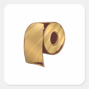 Golden Toilet Paper Square Sticker