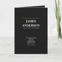 Golden Tone on Black Bi-fold Memorial Program