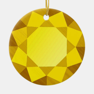 Golden Topaz Gemstone / Jewel Graphic Image  Ceramic Tree Decoration