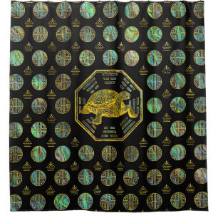 Golden Tortoise / Turtle Feng Shui Abalone Shell Shower Curtain