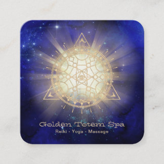 *~* Golden Totem .  Sacred Geometry Light Rays Square Business Card