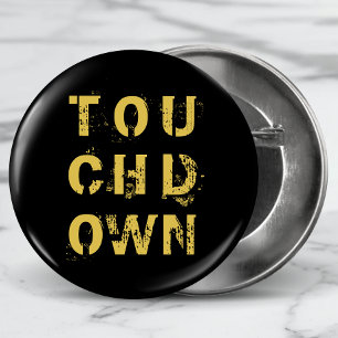 Golden Touchdown Football Typography 7.5 Cm Round Badge