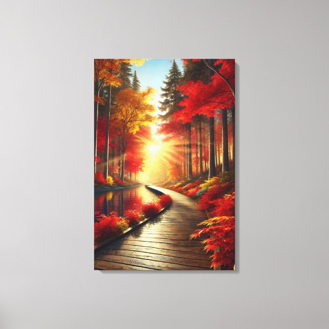 Golden Tranquillity: An Autumn Forest Canvas Print (Front)