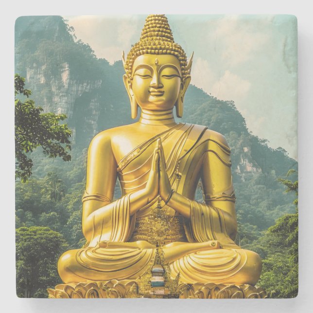 Golden Tranquillity Stone Coaster (Front)