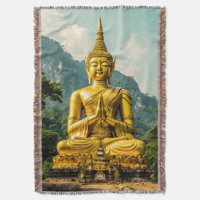 Golden Tranquillity Throw Blanket (Front Vertical)