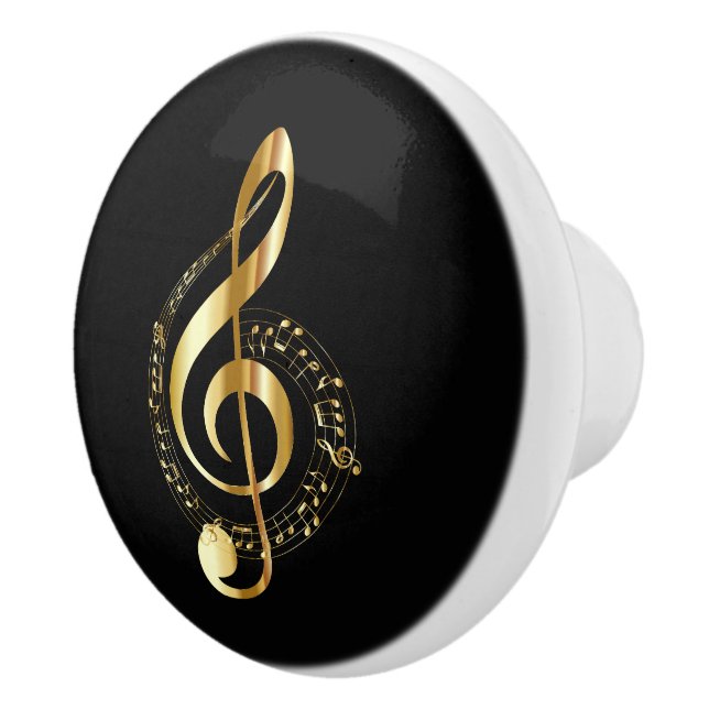 Golden Treble Clef Ceramic Knob (Right)