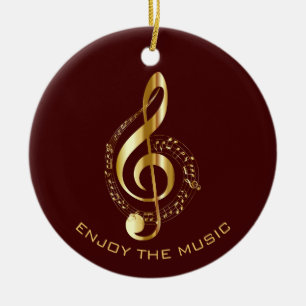 Golden Treble Clef Ceramic Tree Decoration