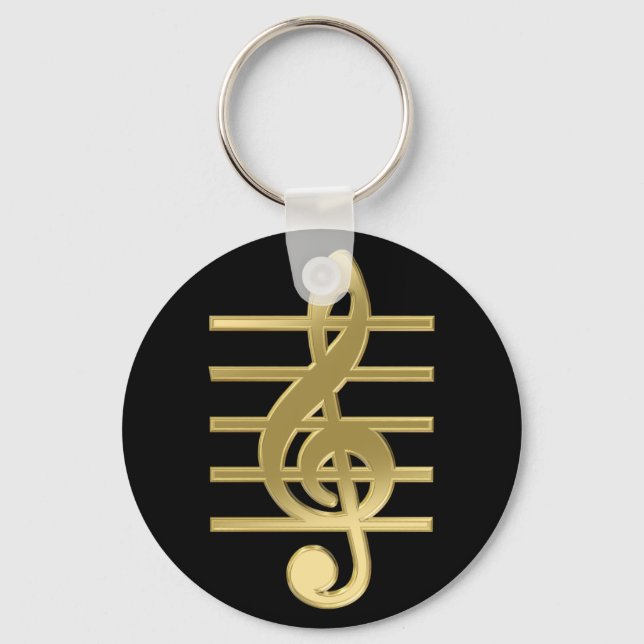 Golden treble clef key ring (Front)