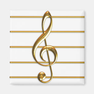Golden Treble Clef Magnet