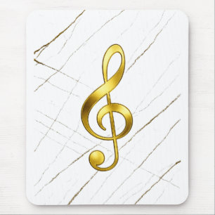 Golden Treble Clef Marble Music Tech Mouse Mat