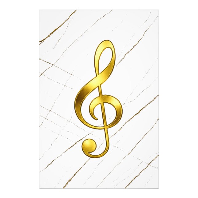 Golden Treble Clef Marble Wall Art (Front)