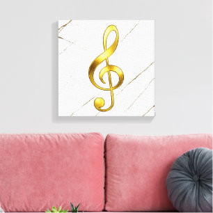 Golden Treble Clef Marble Wall Art