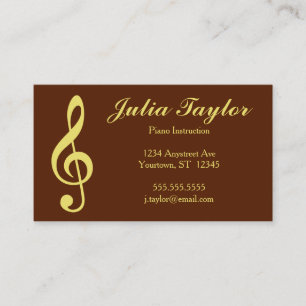 Golden Treble Clef Music Teacher Business Card