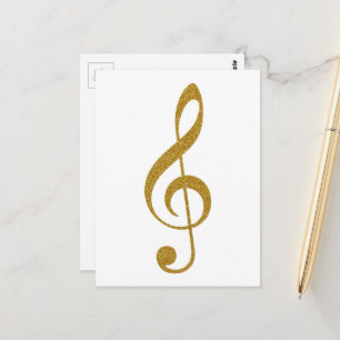 Golden Treble Clef Musical Note Postcard