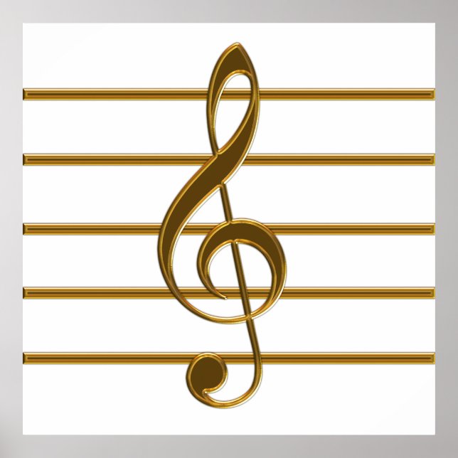 Golden Treble Clef Poster (Front)