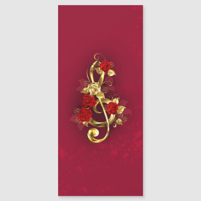 Golden Treble Clef with Rose Flowers (Front)