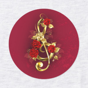 Golden Treble Clef with Rose Flowers