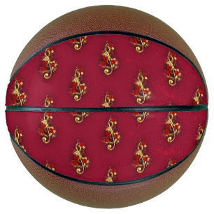 Golden Treble Clef with Rose Flowers Basketball