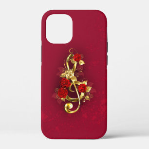 Golden Treble Clef with Rose Flowers iPhone 12 Mini Case