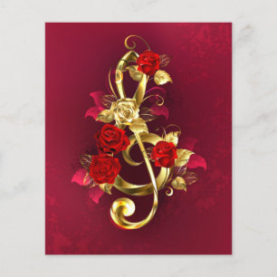 Golden Treble Clef with Rose Flowers Flyer