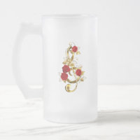 Golden Treble Clef with Rose Flowers