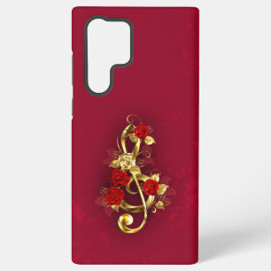 Golden Treble Clef with Rose Flowers Samsung Galaxy Case