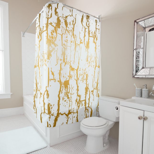 Golden Tree Bark Cracks Shower Curtain (In Situ)