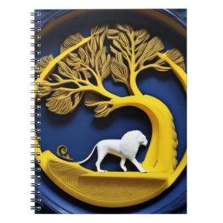 Golden tree framing a white lion Notebook