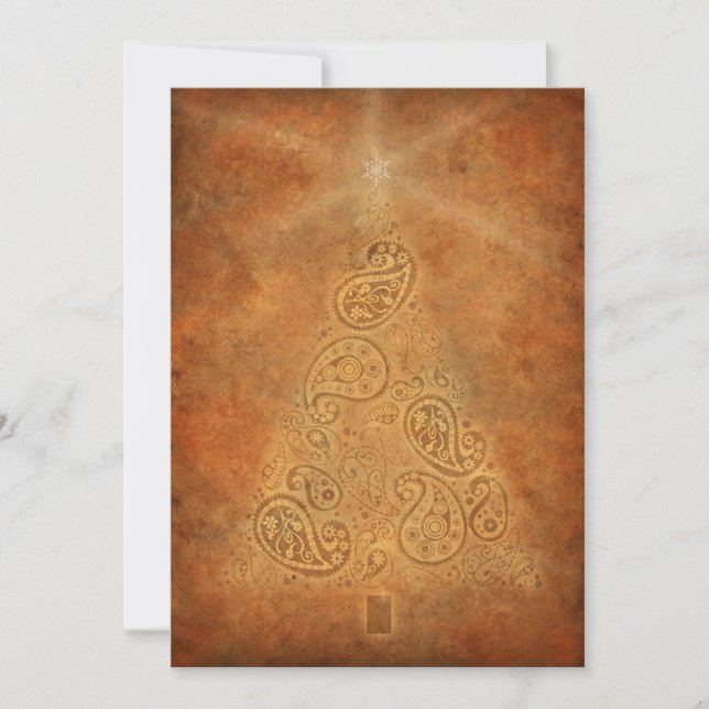 Golden Tree Holiday Card with Paisley Tree (Front)