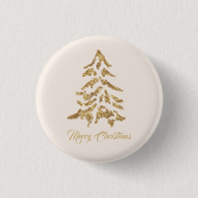 Golden Tree Merry Christmas 3 Cm Round Badge (Front)