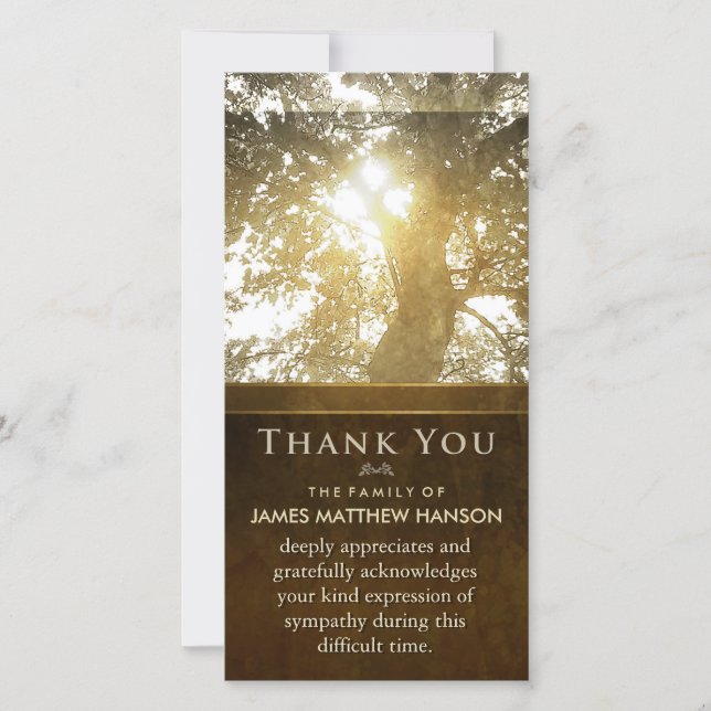 Golden Tree Nostalgia Sympathy Thank You Card (Front)