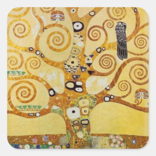 Golden Tree of Life Art – Art Nouveau Klimt Square Sticker