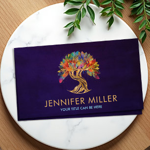 Golden Tree of Life - colourful foliage Business Card