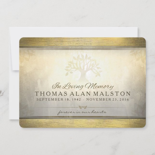 Golden Tree of Life Memorial Service Invitation (Front)