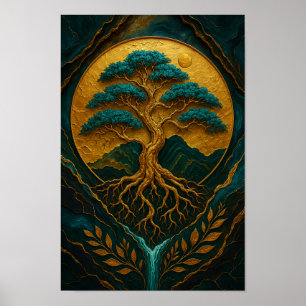 Golden Tree of Life Mystical Nature  Poster