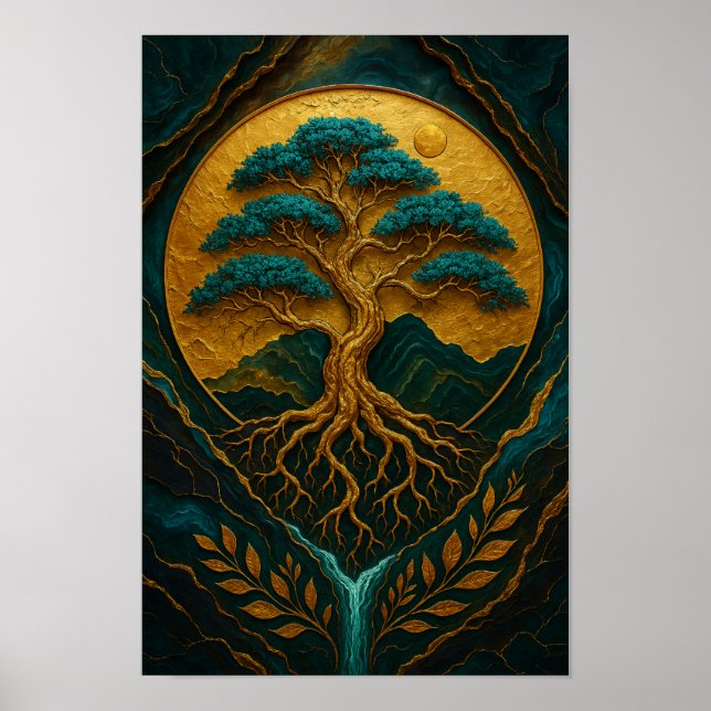Golden Tree of Life Mystical Nature  Poster (Front)