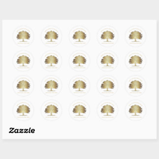 Golden Tree of Life (Oak Tree) Classic Round Sticker