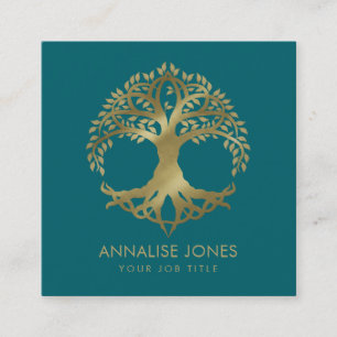 Golden Tree of life Square Business Card