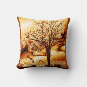 Golden Tree Of Life Throw Pillow