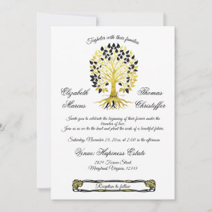 Golden Tree of Life Timeless Sophisticated Elegant Invitation