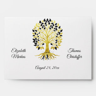 Golden Tree of Life Timeless Sophisticated Wedding Envelope