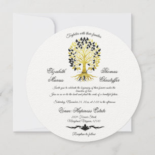 Golden Tree of Life Timeless Sophisticated Wedding Invitation
