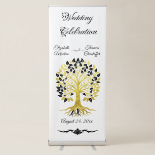 Golden Tree of Life Timeless Sophisticated Wedding Retractable Banner