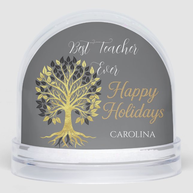 Golden Tree of Life Timeless Sophisticated Wedding Snowglobe (Front)