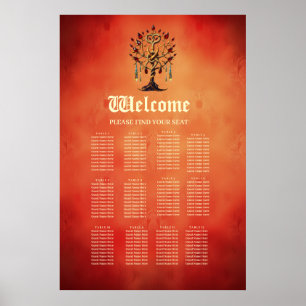 Golden Tree of Life with Red Gemstones  Poster