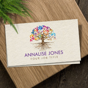Golden Tree of life - Yggdrasil - Colourful Leaves Business Card
